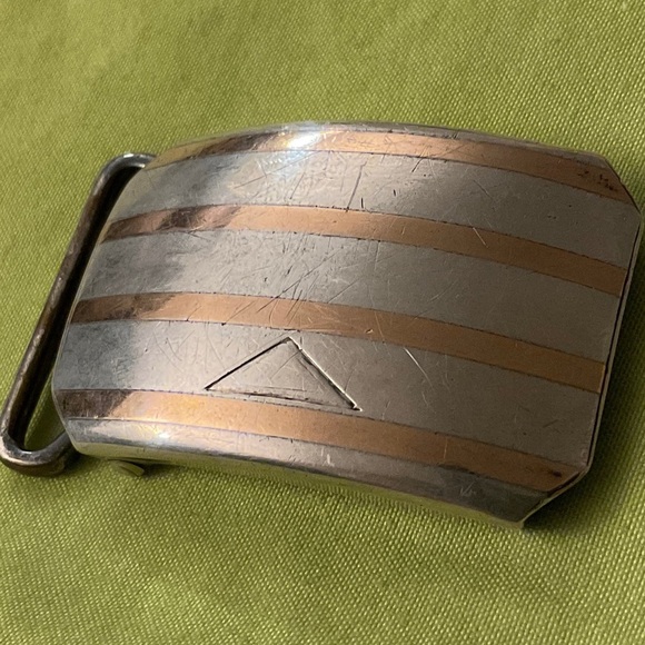 Hickok Sterling Silver 14K Gold Inlay Western Americana Belt Buckle